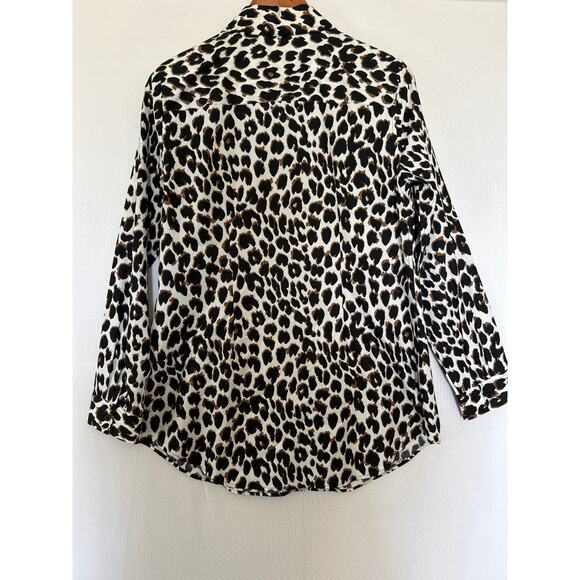 Christopher & Banks Blouse Long Sleeve Animal Print Button Down Top Small - Picture 8 of 10